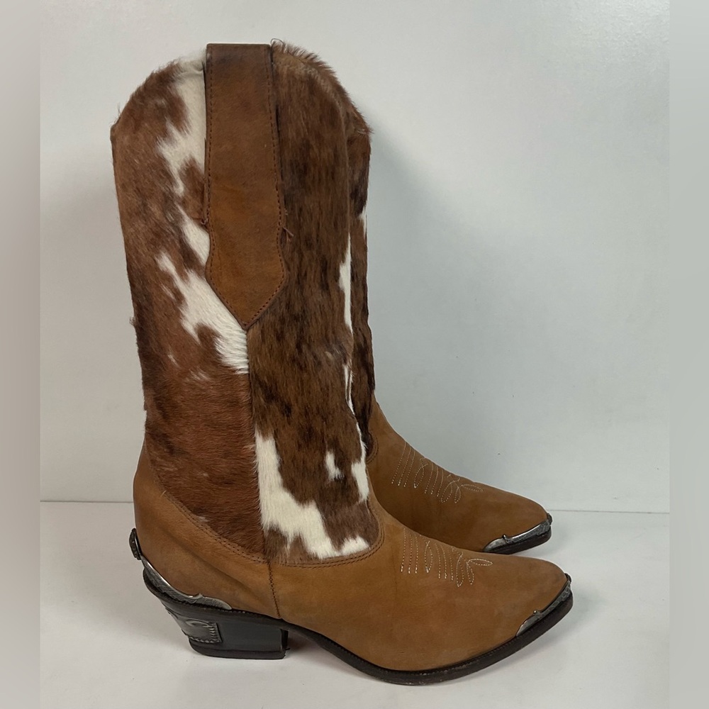 Vintage Zodiac Calf Hair On Cowhide Pony Cowgirl Boots 7.5 M Nubuck Suede - Picture 11 of 16
